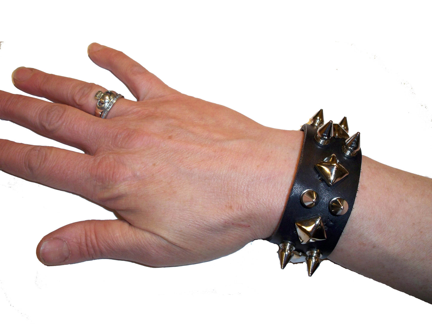 Equillibrium Up-cycled Leather Spiked Cuff Bracelet - Equillibrium - 4